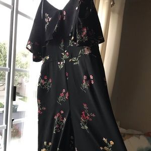 Floral Jumpsuit with off the shoulder sleeves